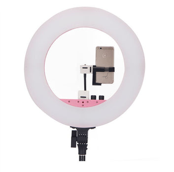 Lampa Circulara cu Oglinda, Ring Light LED, 45cm Pink
