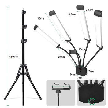 Lampa LED 65w, 4 brate, Ring Light lumina rece/calda