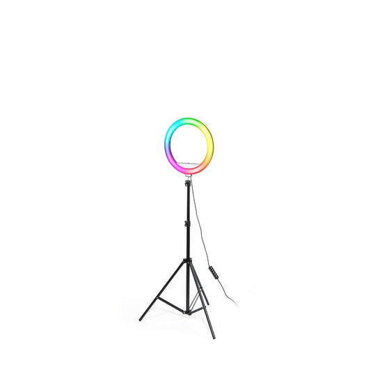 Ring Light LED RGB, Lampa circulara color 26cm, trepied 210cm