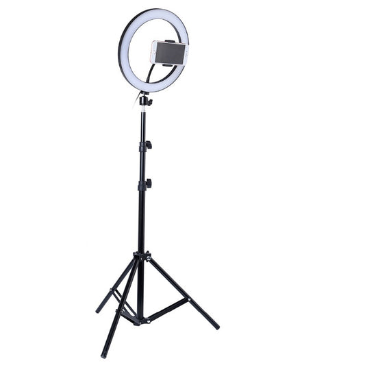 Ring Light, Lampa circulara LED 26cm, cu trepied 210cm, suport telefon