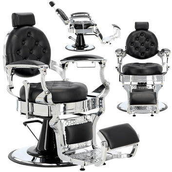 Scaun de frizerie hidraulic | Barber King | Negru-Argintiu