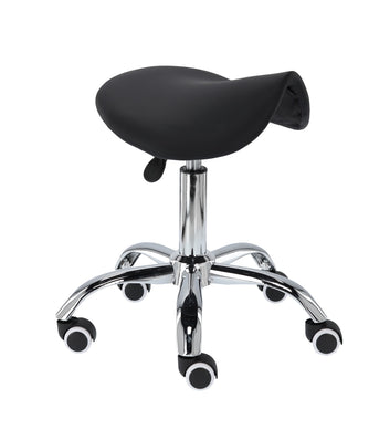 Taburet cosmetic pentru coafor | scaun tip șa | baza metalica