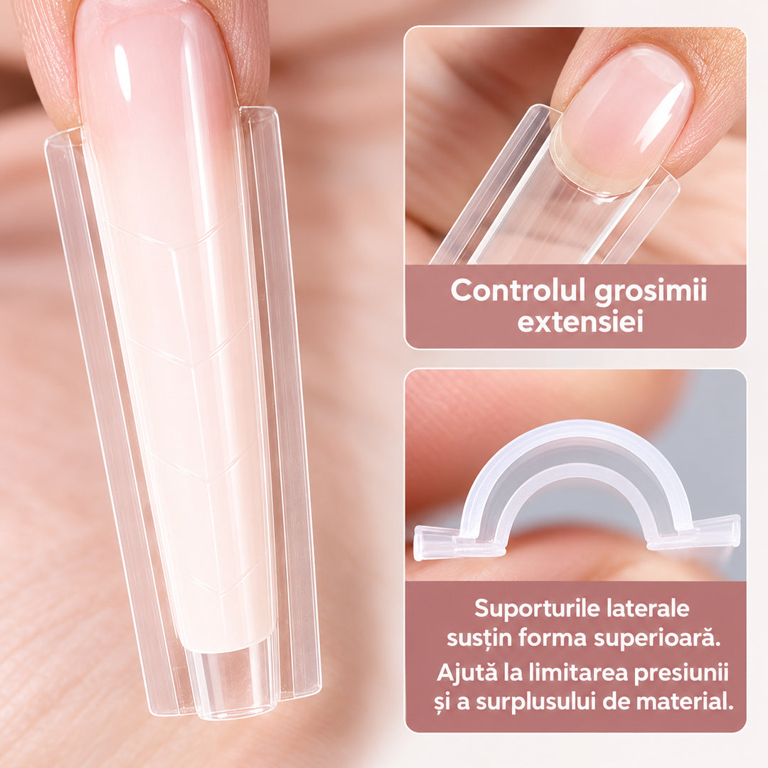 Tipsuri Sandwich Dual Forms #38 Migdală, Transparente, 14 Mărimi, 280 Piese / 140 Perechi