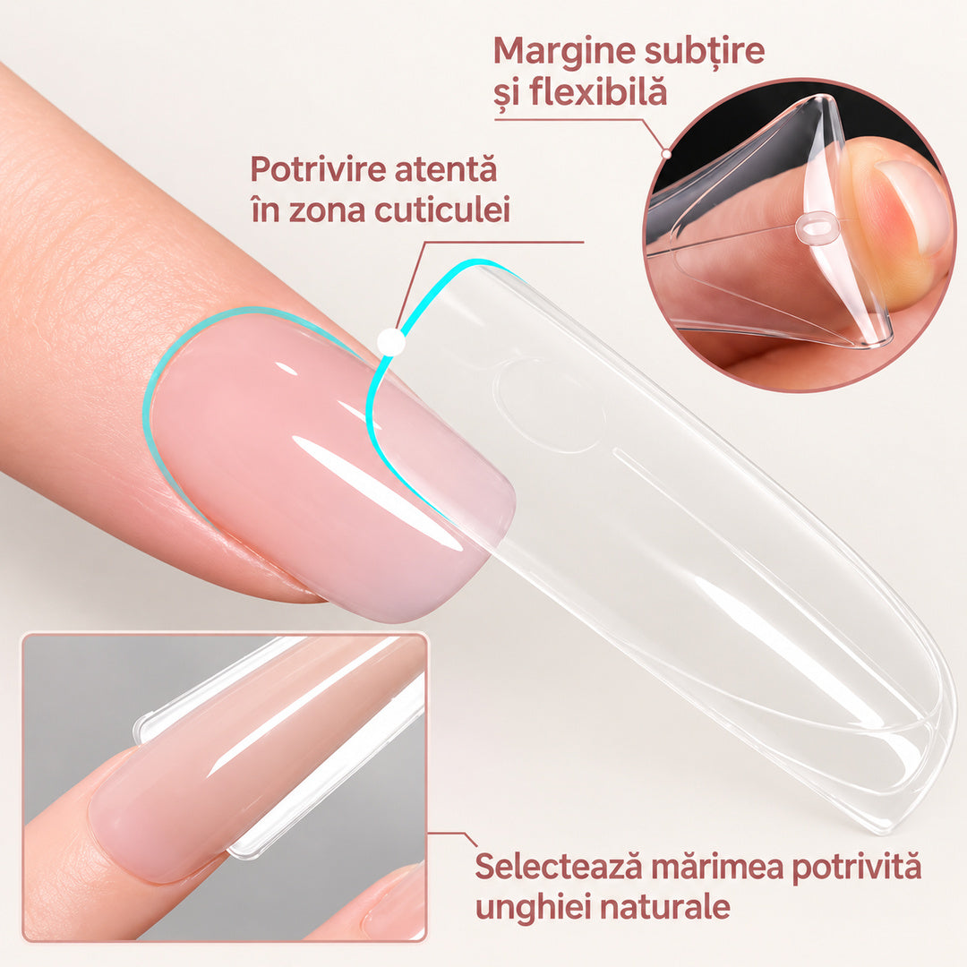 Tipsuri Sandwich Dual Forms #38 Migdală, Transparente, 14 Mărimi, 280 Piese / 140 Perechi