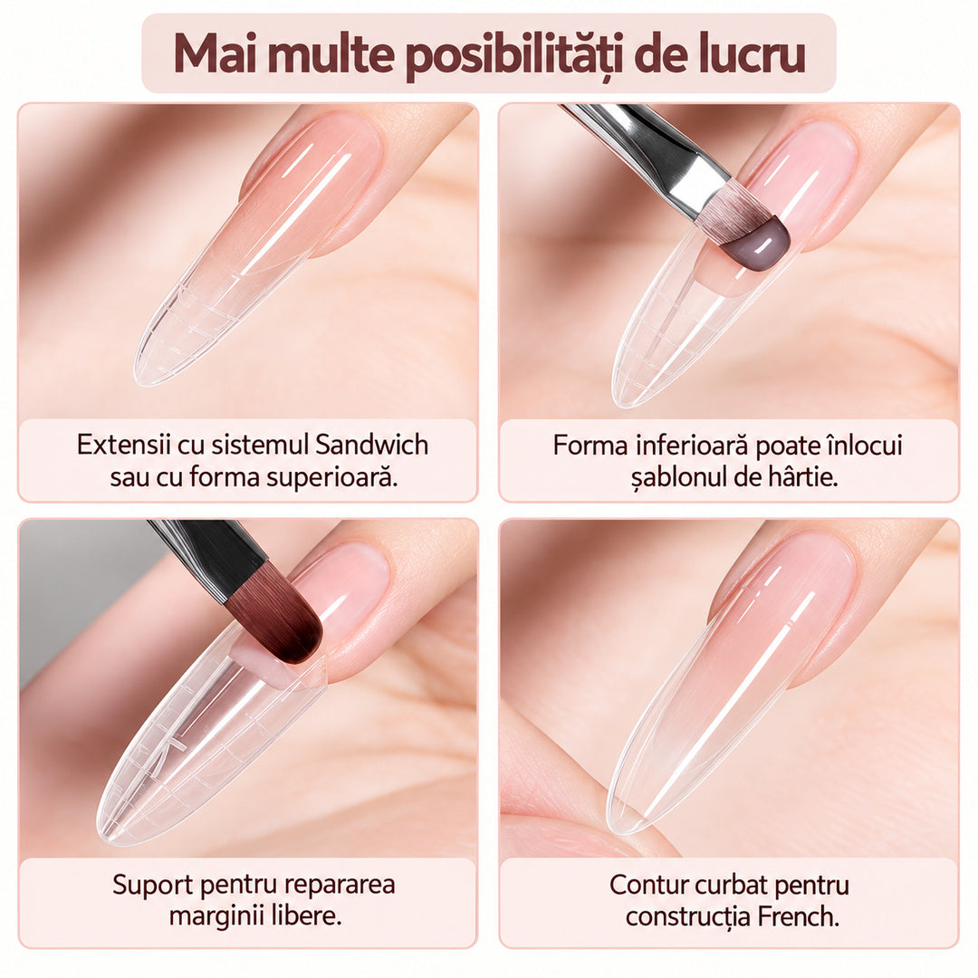 Tipsuri Sandwich Dual Forms #38 Migdală, Transparente, 14 Mărimi, 280 Piese / 140 Perechi
