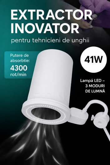 Aspirator Unghii Profesional cu LED si Reglaj Intensitate