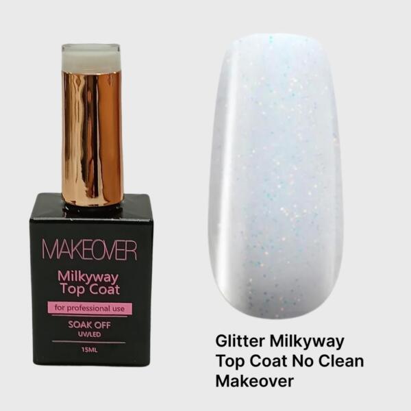 TOP COAT MILKYWAY GLITTER MAKEOVER, 15 ML , FARA DEGRESARE - SCLIPICI FIN