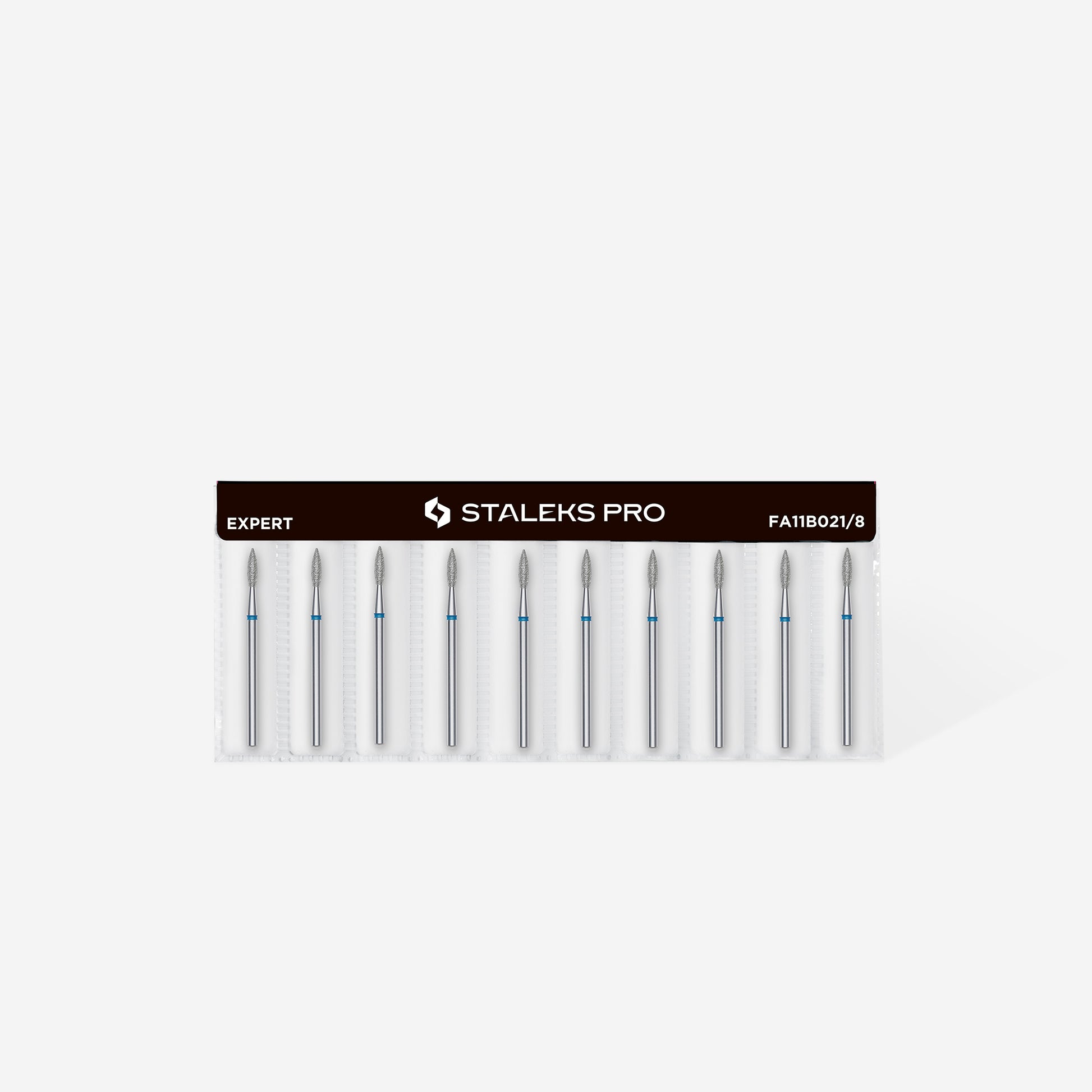 Ambalaj set bit diamantat flacara ascutita Staleks Expert 2.1mm 8mm albastru