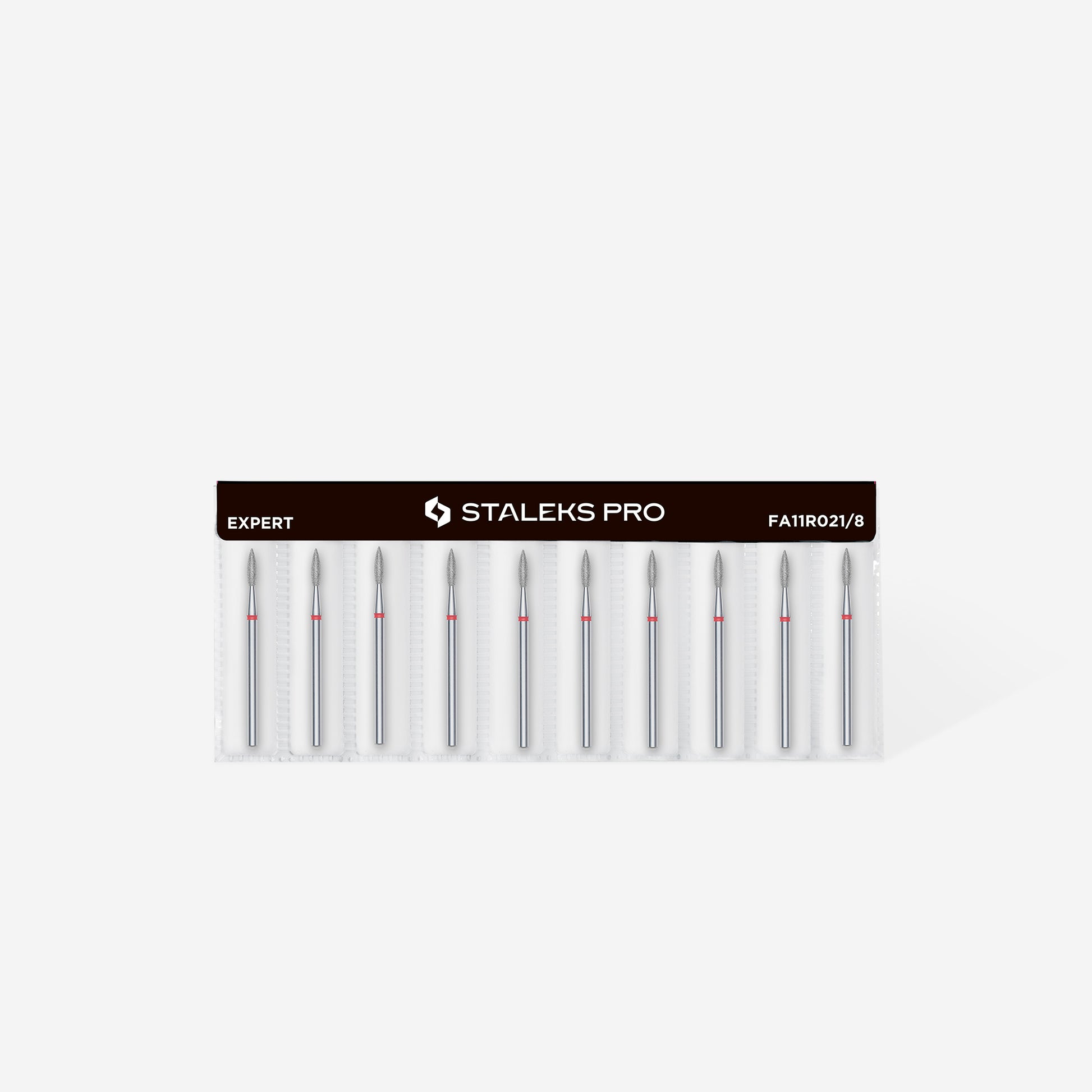 Ambalaj set bit diamantat flacara ascutita Staleks Expert 2.1mm 8mm rosie