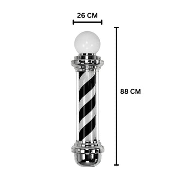 Sigla Barber Shop, Reclama luminoasa frizerie, Barber Pole, 88CM Argintiu