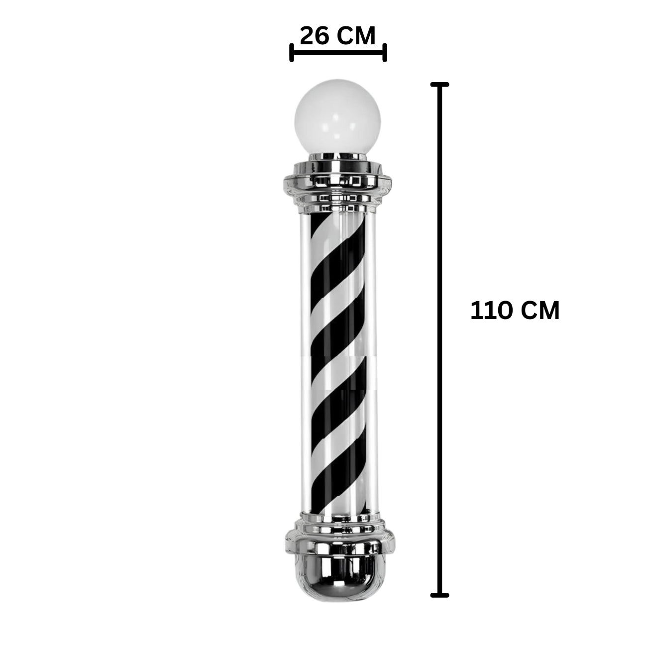 Sigla Barber Shop, Reclama luminoasa frizerie, Barber Pole, 110CM Argintiu
