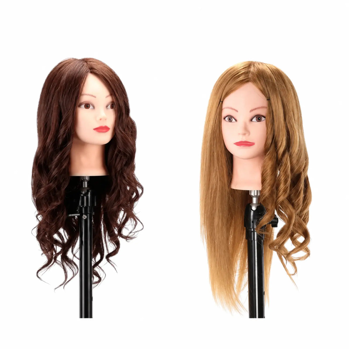Capete de practică manechin cu păr natural de 70 cm, în nuanțele șaten și blond închis