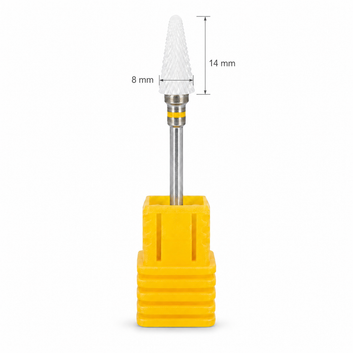Capat Freza / Bit Ceramic Conic Alb, 14 x 8 mm, Galben – Granulatie Foarte Fina XF