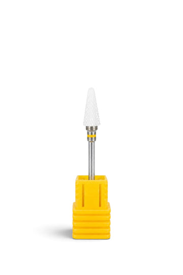 Capat de freza ceramic conic alb 14x8 mm cu inel galben granulatie foarte fina XF.