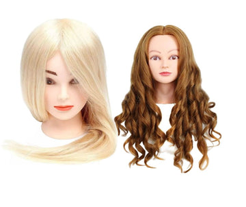 Cap de practica manechin cu par natural 100%, blond/saten, se poate ondula si folosi placa, 55-60cm
