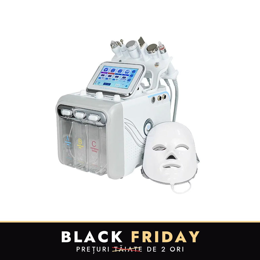 Combina Cosmetica Profesionala Hydrafacial 7 in 1 - Hidradermabraziune, Radiofrecventa si Masca LED