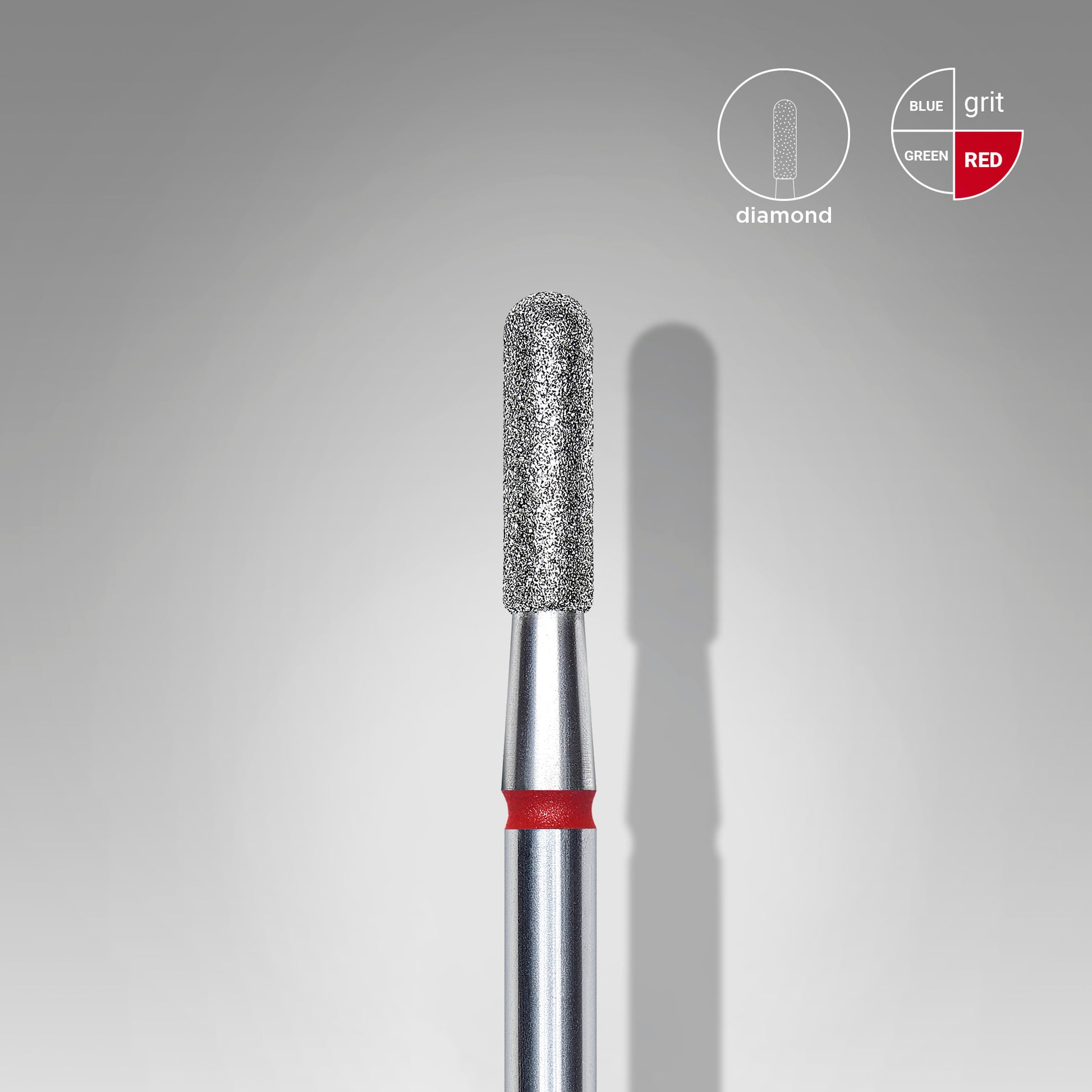 Detaliu bit diamantat cilindru rotunjit Staleks Expert 2.3mm abraziune fina rosie piele sensibila