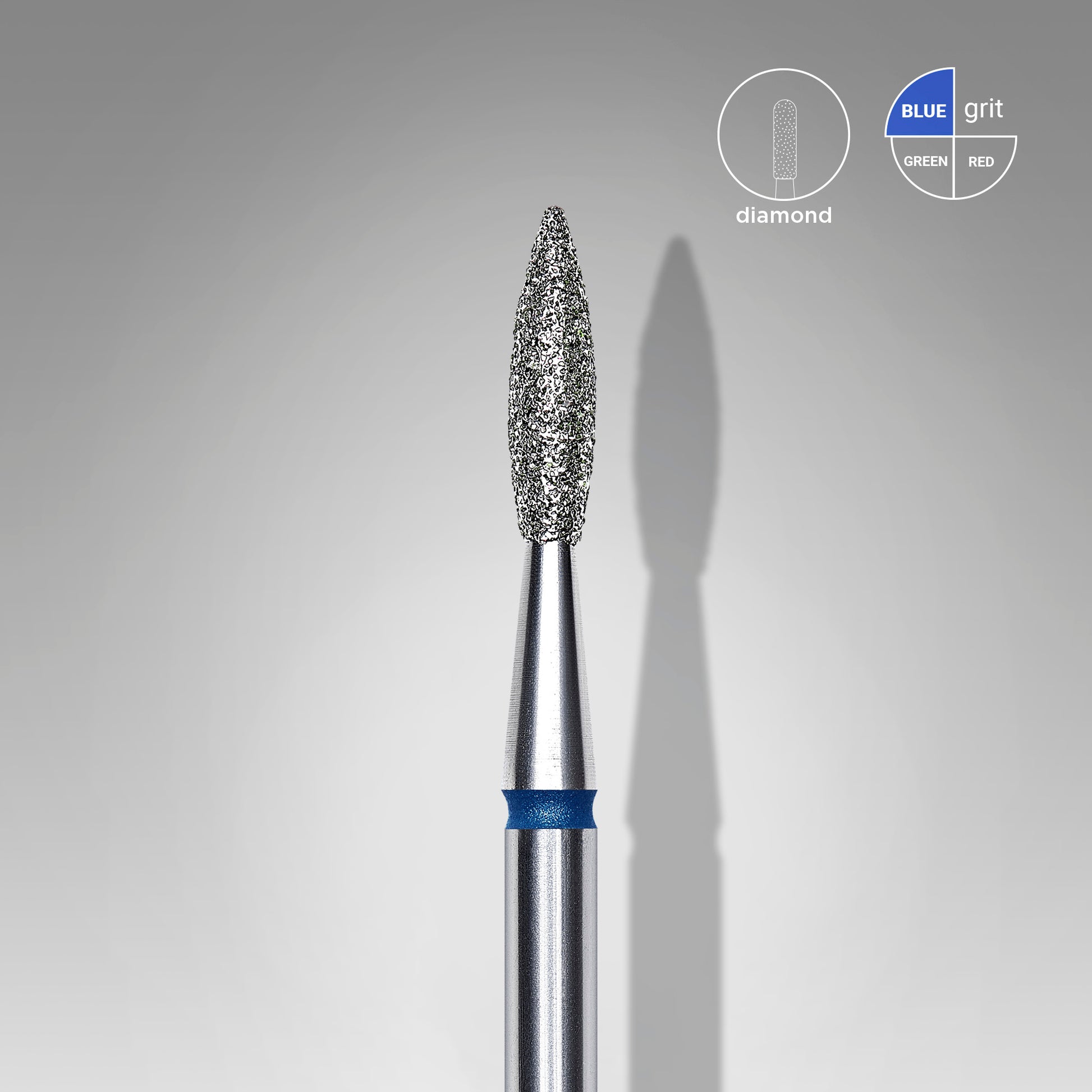 Detaliu bit diamantat flacara ascutita Staleks Expert 2.1mm varf ascutit zone inguste