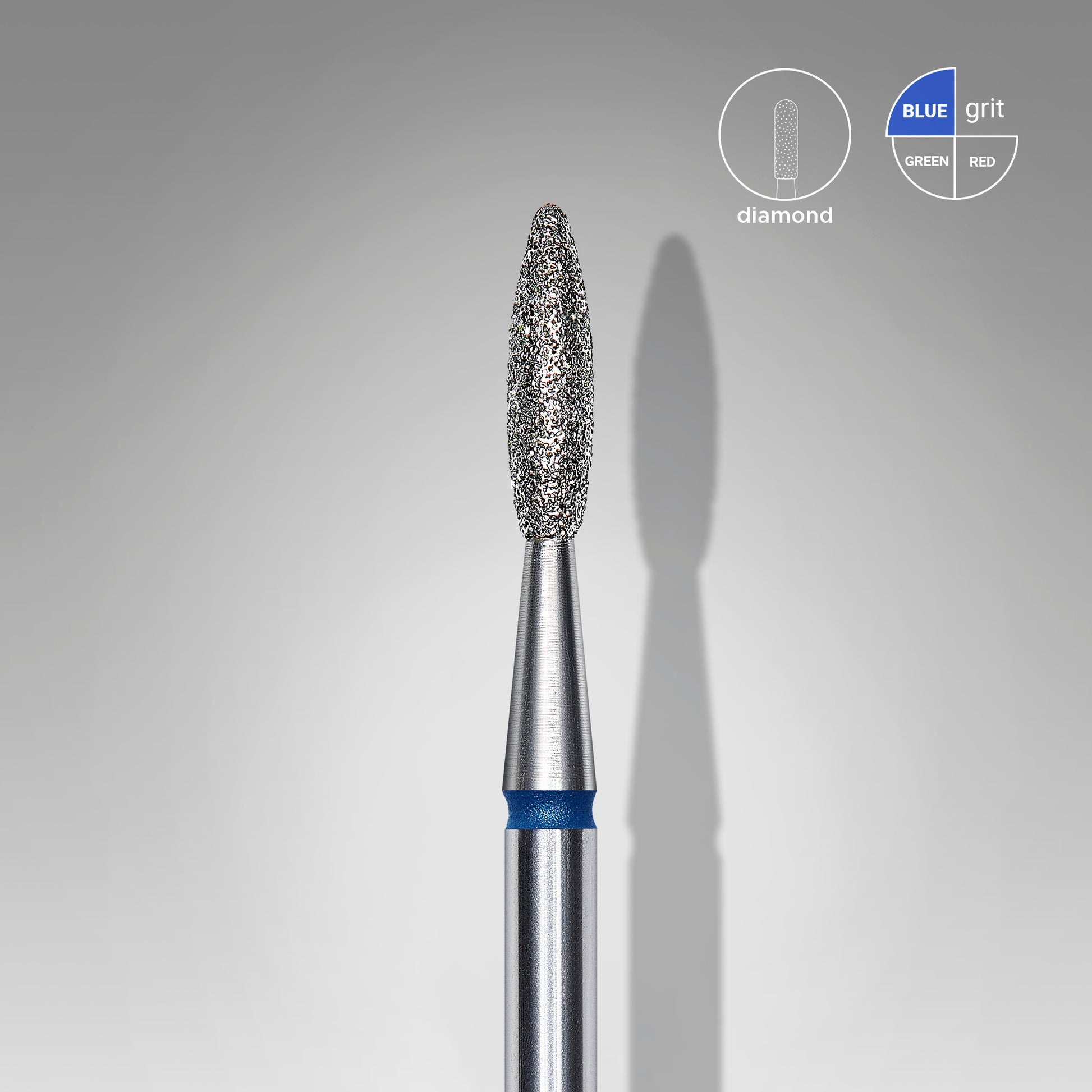 Detaliu bit diamantat flacara Staleks Expert abraziune medie albastra 2.1mm acces zone inguste