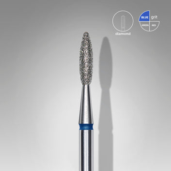 Detaliu bit diamantat flacara Staleks Expert abraziune medie albastra 2.1mm acces zone inguste
