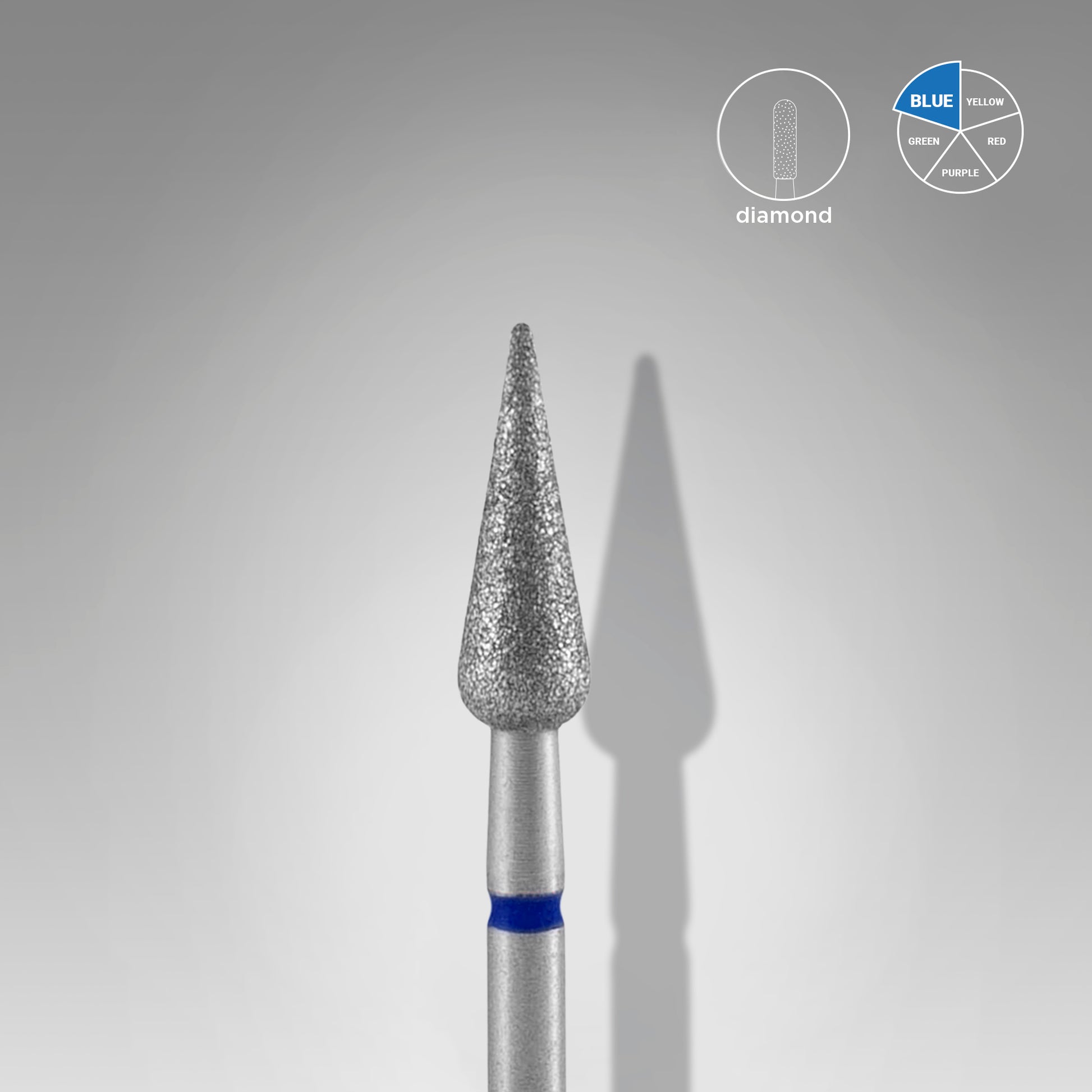 Detaliu bit diamantat para ascutita Staleks Expert abraziune medie albastra 4mm