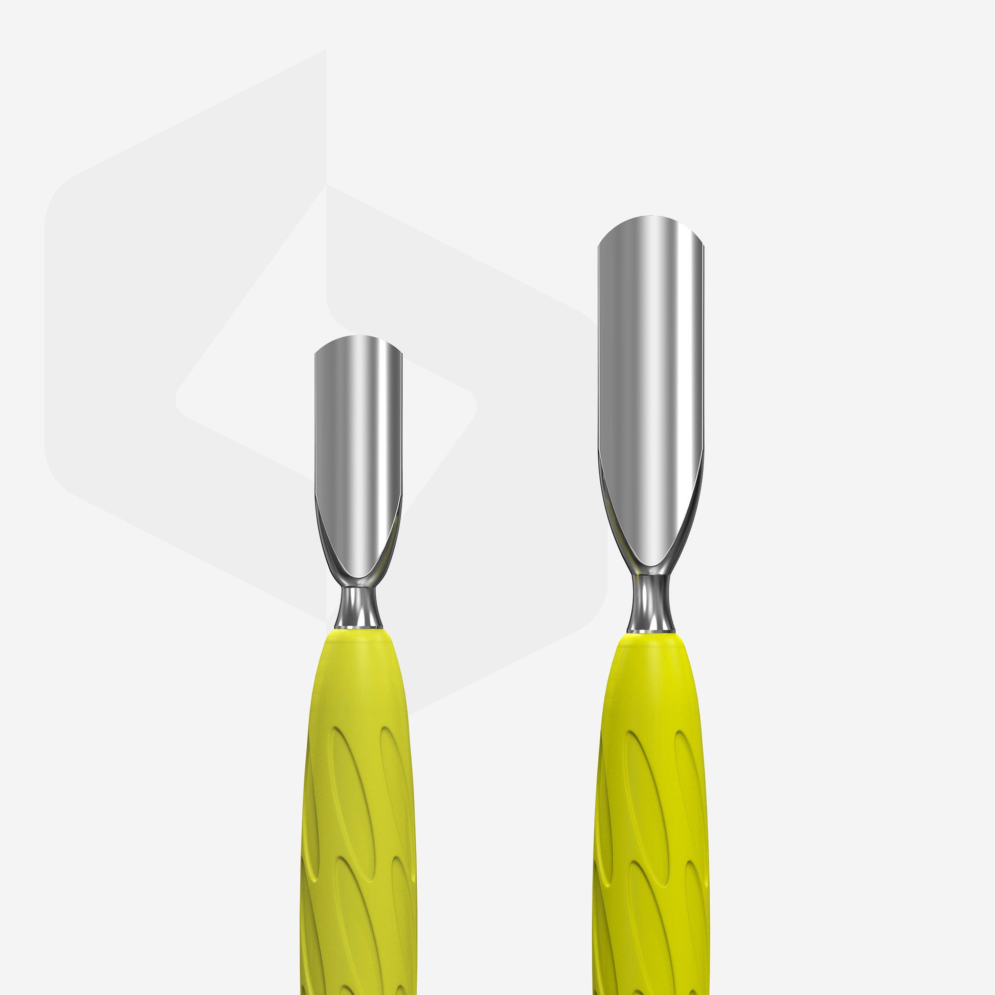 Detaliu doua capete pusher lat si ingust cuticule Staleks Uniq 10 Type 1 Gummy