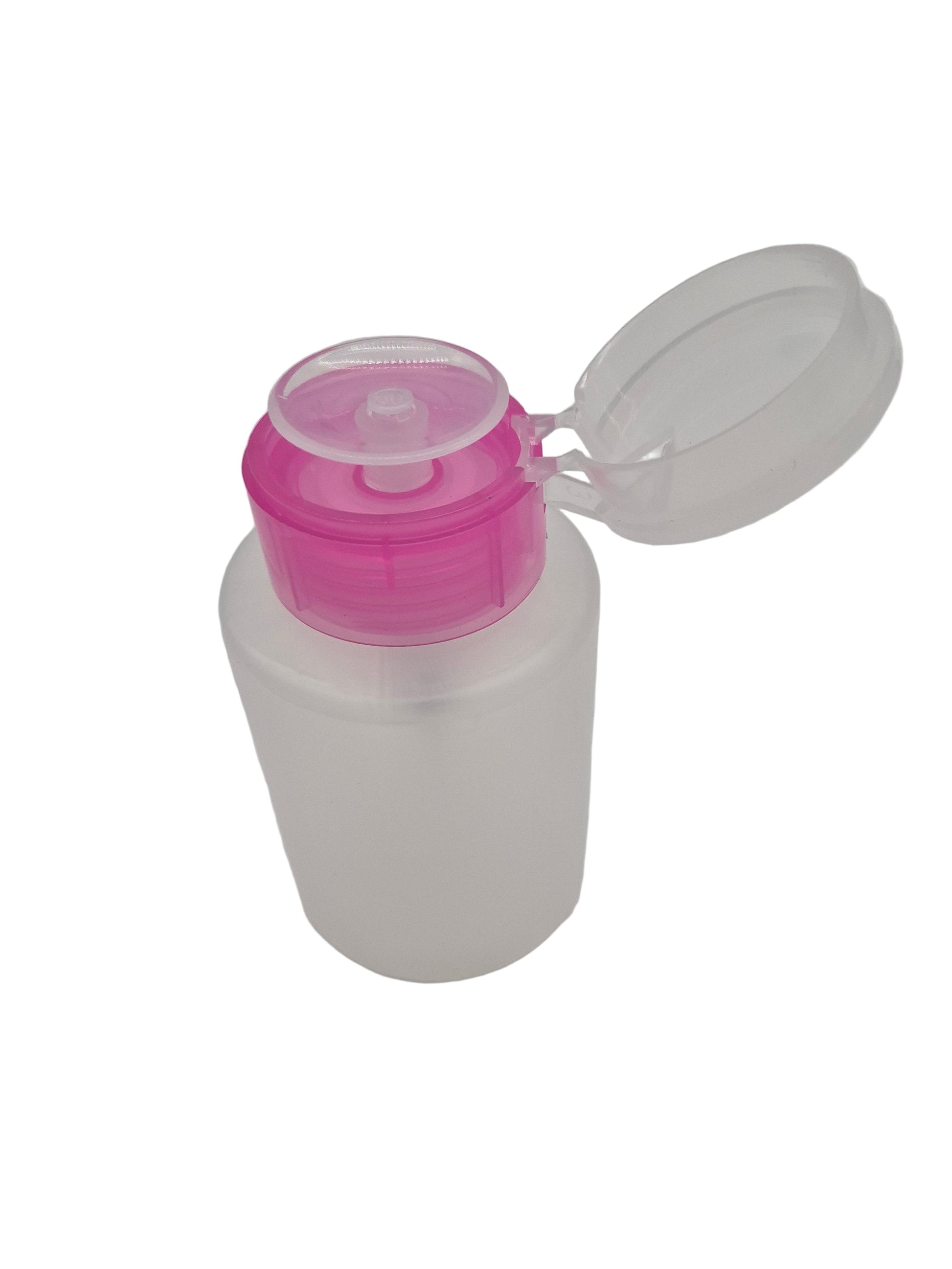 Dispenser acetonă manual în acțiune, ideal pentru saloane de cosmetică și manichiură