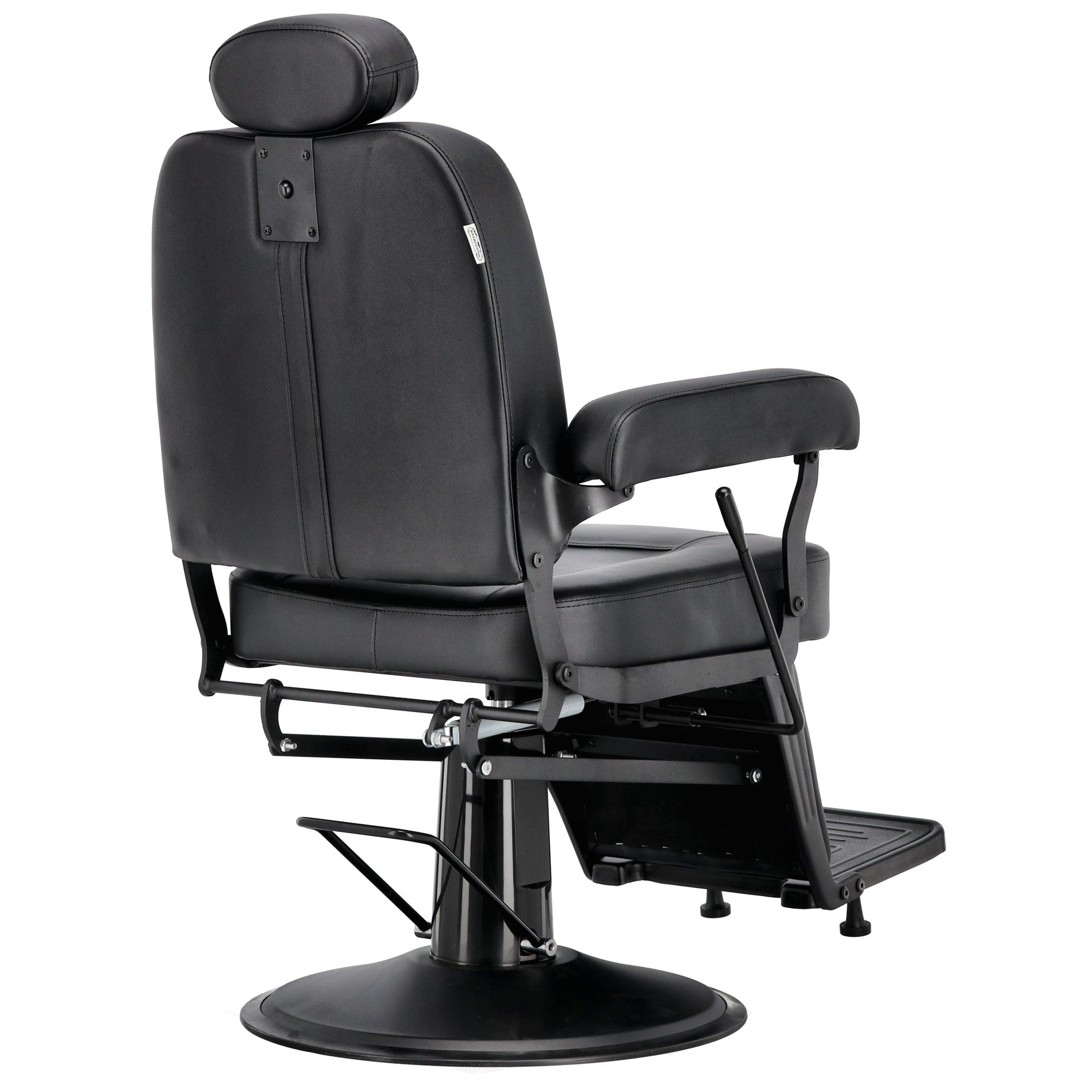 Fotoliu barber reclinabil Nestor pentru barber shop modern cu suport de picioare si tapiterie premium