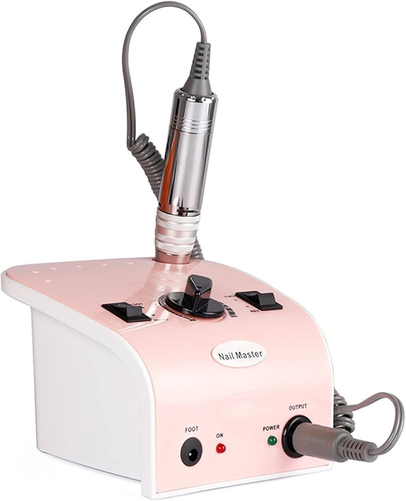 Freza electrica profesionala pentru unghii JMD-304, 35W, 35000 RPM, culoare alb cu roz, aparat pentru manichiura si pedichiura, cu piesa de mana metalica, potrivita pentru indepartarea gelului UV, ojei semipermanente si acrilului, utilizare profesionala in salon si acasa.