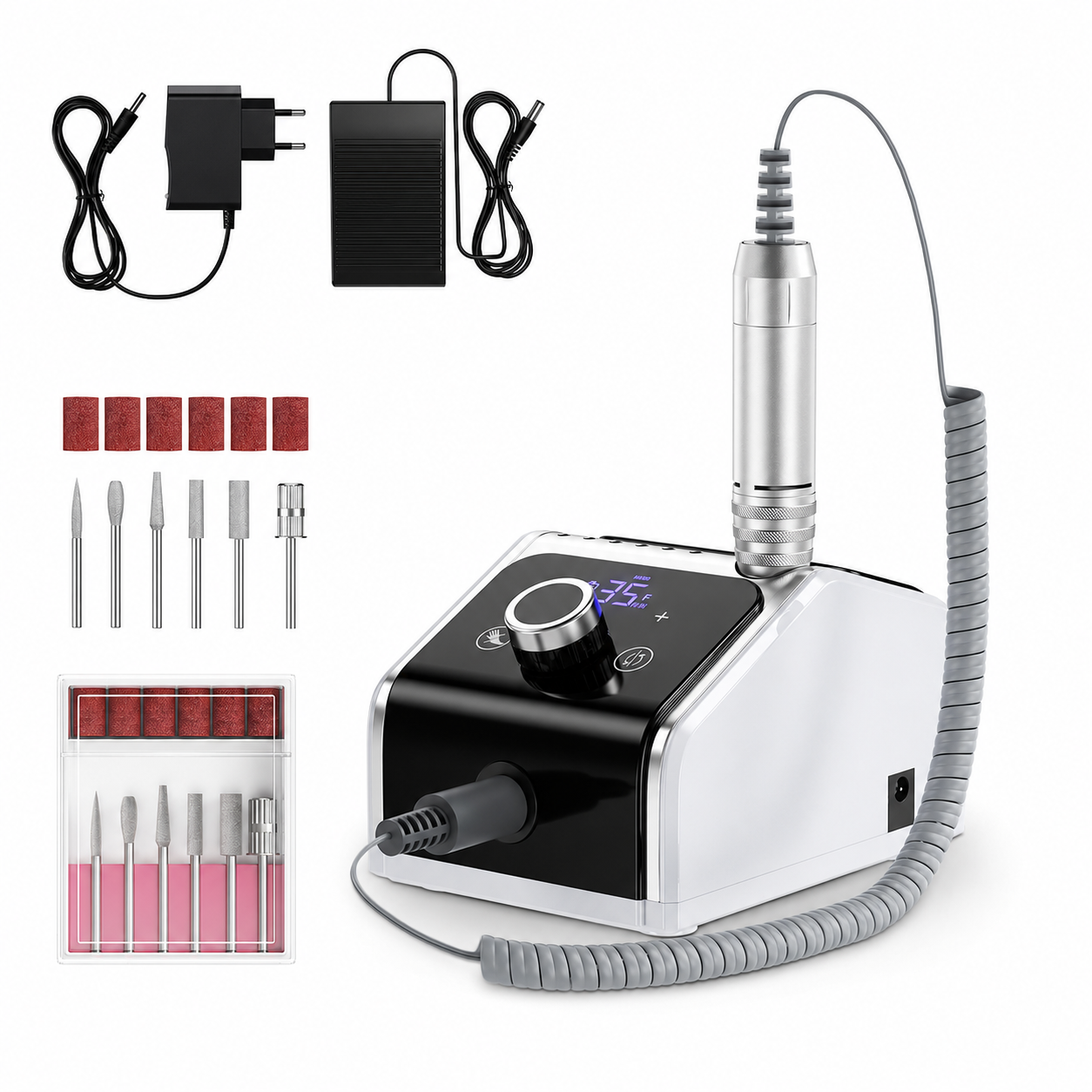 Freză de unghii BQ-758 cu piesă de mână și accesoriile incluse