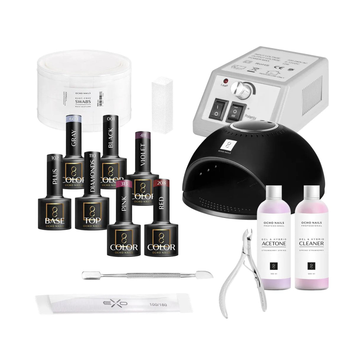 Kit unghii hibrid Ocho Nails | cu lampă UV și freză unghii