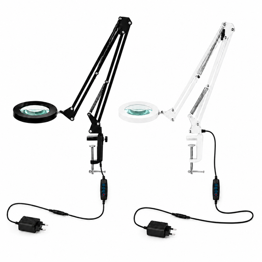 Lampă cosmetică cu lupă LED Glow, 5 dioptrii și 24 W, variante albă și neagră