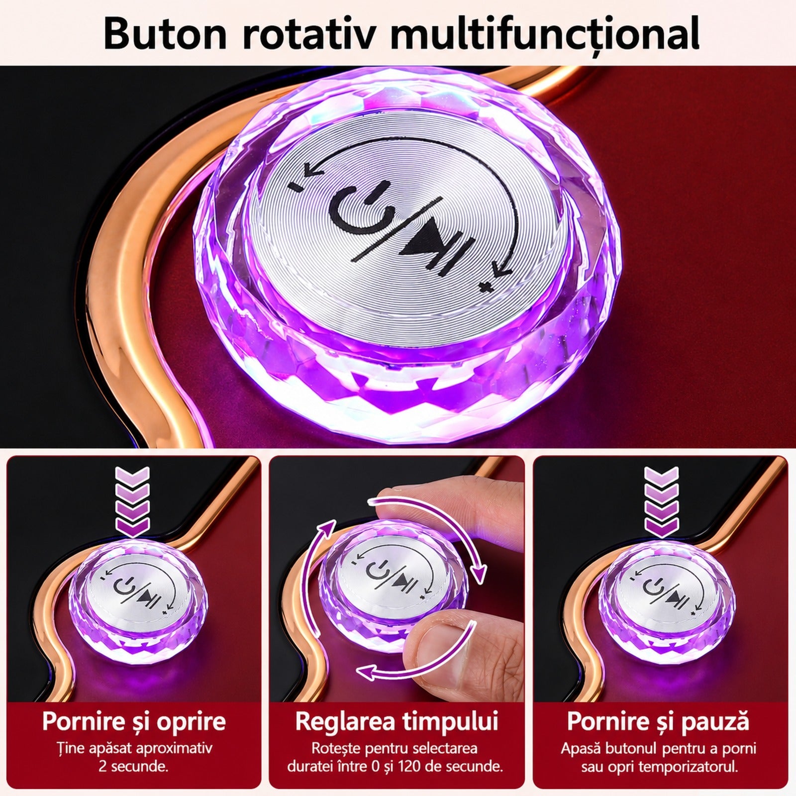 Buton rotativ multifuncțional și temporizator lampă UV LED L12