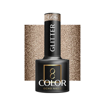 Ojă Ocho Nails hibridă | gold cu sclipici - 5g