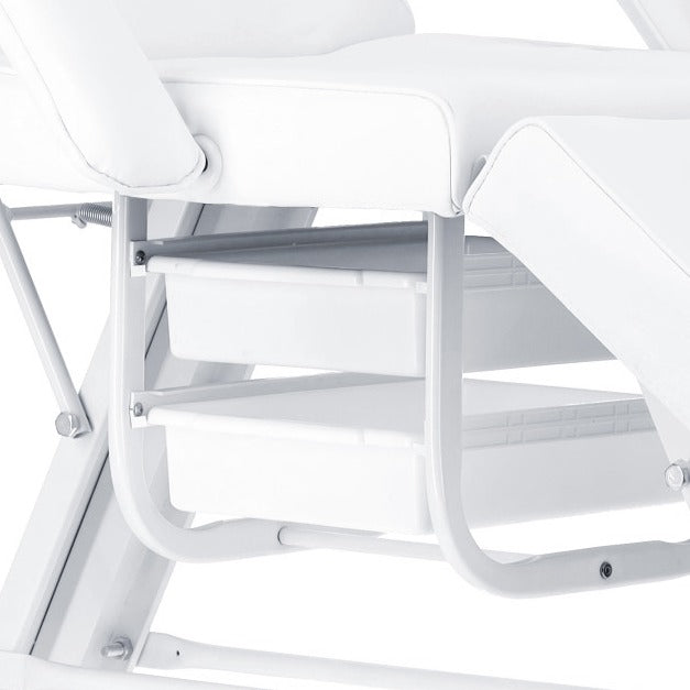 Pat cosmetic alb cu tăvi laterale pentru accesorii si structură metalică stabilă