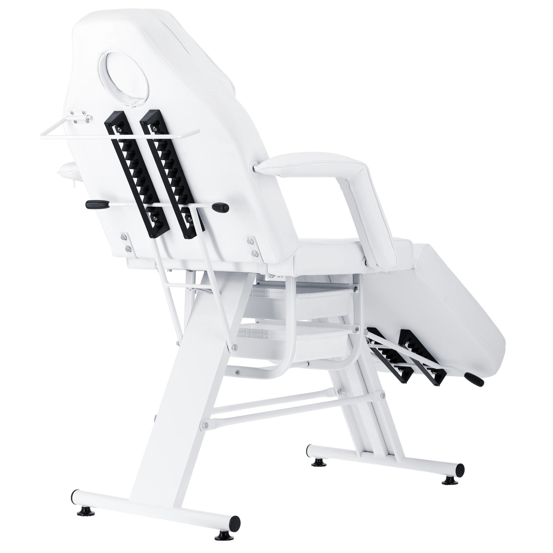 Pat cosmetic extensibil alb cu spătar reglabil si suport ajustabil pentru picioare