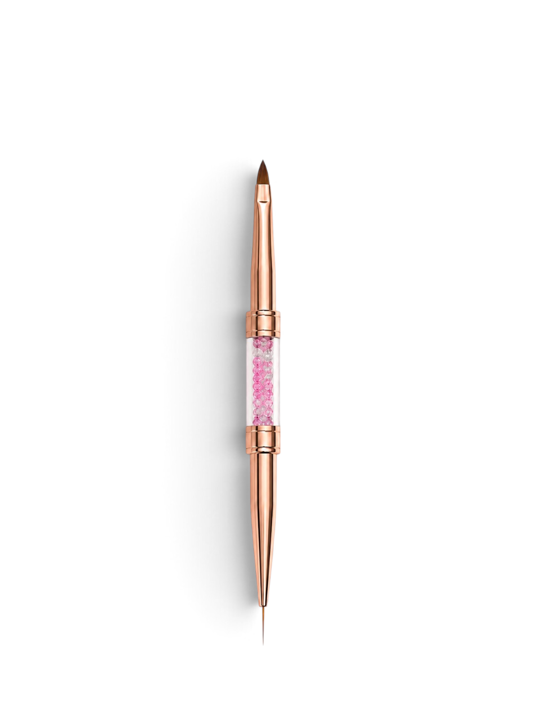Pensula Duala cu Cristale Rose Gold - Liner Detalii 11mm si Constructie Gel/Acryl
