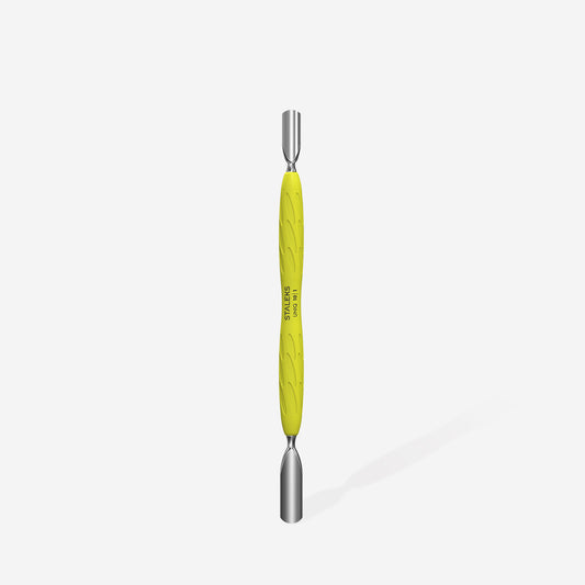 Pusher cuticule dublu Staleks Uniq 10 Type 1 Gummy maner silicon galben PQ-10/1Y