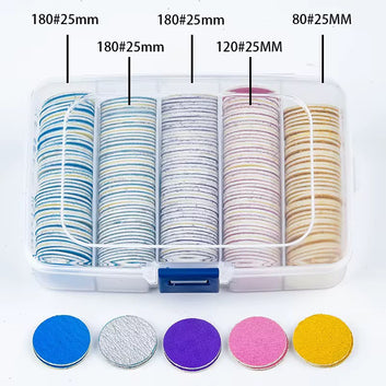 Set Discuri Abrazive Autoadezive pentru Pododisc 25 mm, 200 buc - 5 Culori, Grit 80-180