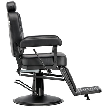 Scaun profesional de frizerie Barber Nestor vedere laterala cu tetiera reglabila si baza metalica stabila