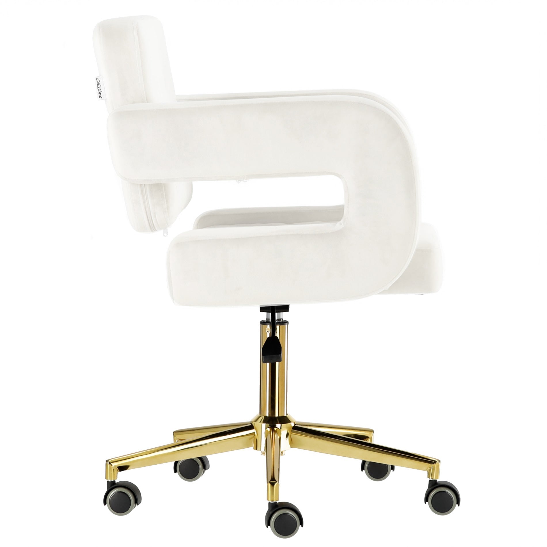 Scaun profesional frizerie alb cu design modern și brațe ergonomice