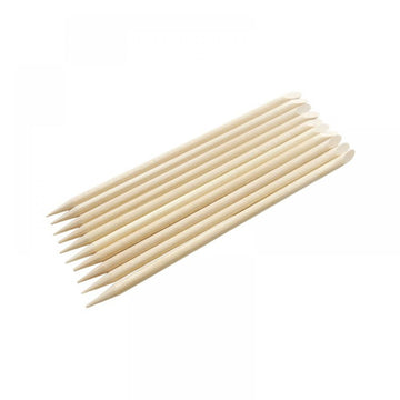 Set 10 bete - lemn natural portocal pentru impins cuticula – capete duble, rezistente, ideale pentru nail art