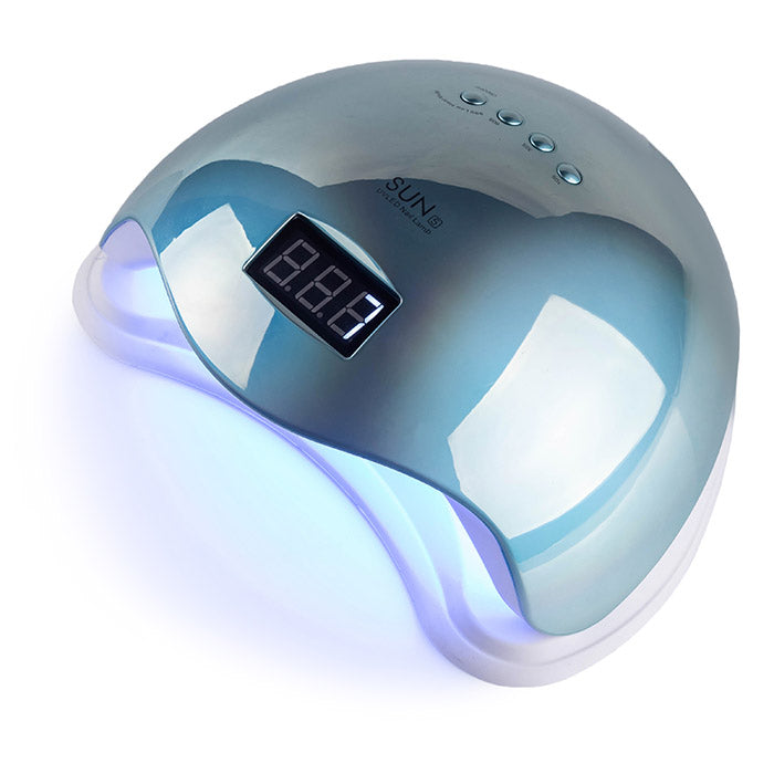 Kit - freză unghii 65w, lampa UV/LED 48w - Albastru chameleon/oglinda
