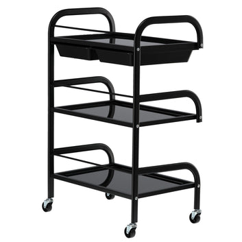 Ucenic Profesional Salon | 3 Polite Sticla | 2 Sertare | 58 cm | Negru