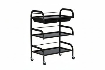 Ucenic Profesional Salon | 3 Polite Sticla | 2 Sertare | 58 cm | Negru